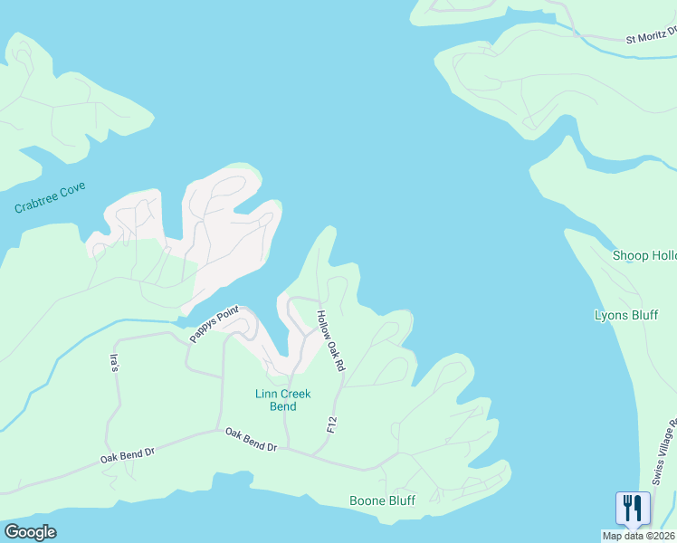 map of restaurants, bars, coffee shops, grocery stores, and more near 301-499 Hollow Oak Road in Sunrise Beach