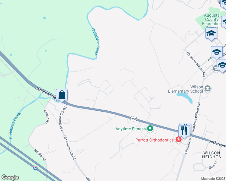 map of restaurants, bars, coffee shops, grocery stores, and more near 185 Idlewood Boulevard in Staunton