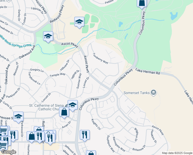 map of restaurants, bars, coffee shops, grocery stores, and more near 118 Lytham Way in Vallejo