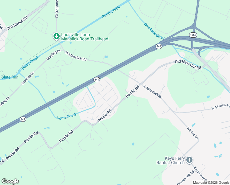 map of restaurants, bars, coffee shops, grocery stores, and more near 1200 Driftwood Drive in Louisville