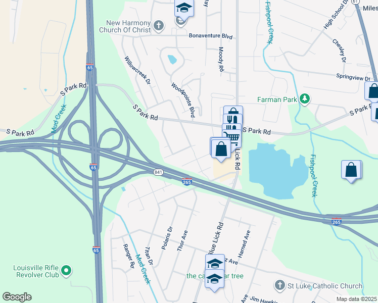 map of restaurants, bars, coffee shops, grocery stores, and more near 3708 Mason Avenue in Louisville