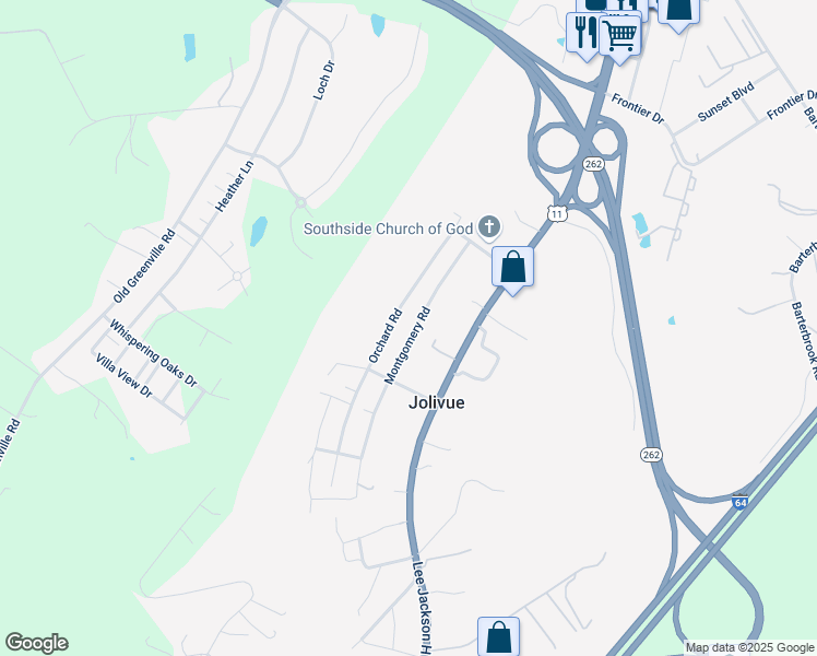 map of restaurants, bars, coffee shops, grocery stores, and more near 89 Montgomery Road in Staunton