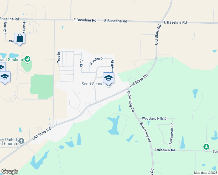 map of restaurants, bars, coffee shops, grocery stores, and more near 14940 Old State Road in Evansville