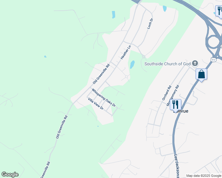 map of restaurants, bars, coffee shops, grocery stores, and more near Avonwoods Drive in Augusta County