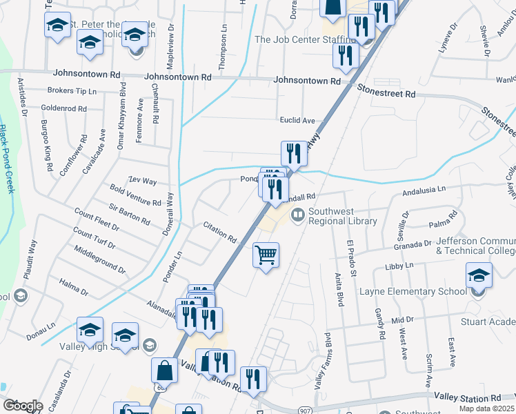 map of restaurants, bars, coffee shops, grocery stores, and more near 9708 Dixie Highway in Louisville