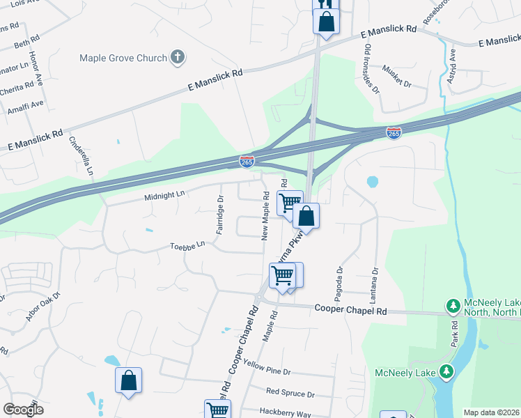 map of restaurants, bars, coffee shops, grocery stores, and more near 6113 Theiler Lane in Louisville