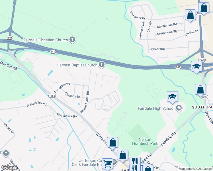 map of restaurants, bars, coffee shops, grocery stores, and more near 321 Tex Avenue in Louisville
