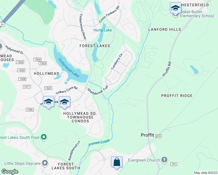map of restaurants, bars, coffee shops, grocery stores, and more near 1984 Shadybrook Trail in Charlottesville