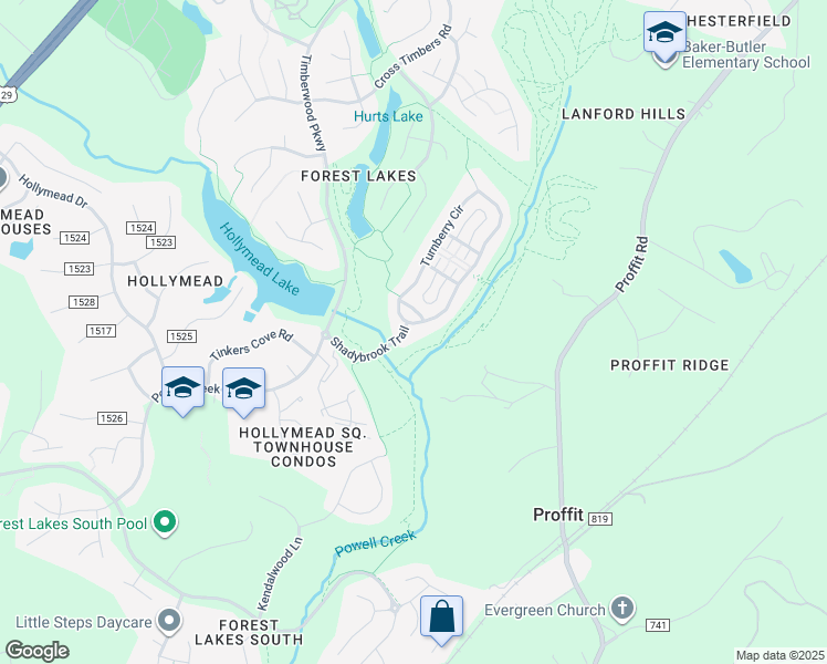 map of restaurants, bars, coffee shops, grocery stores, and more near 1978 Shadybrook Trail in Charlottesville