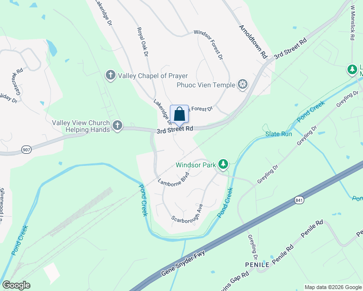 map of restaurants, bars, coffee shops, grocery stores, and more near 250 Olde English Court in Louisville