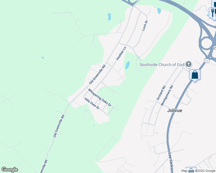 map of restaurants, bars, coffee shops, grocery stores, and more near Avonwoods Drive in Augusta County