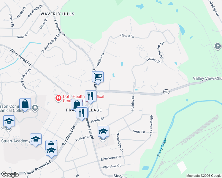 map of restaurants, bars, coffee shops, grocery stores, and more near 9725 3rd Street Road in Louisville
