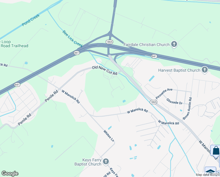 map of restaurants, bars, coffee shops, grocery stores, and more near 10605 Newtown Woods Trail in Louisville