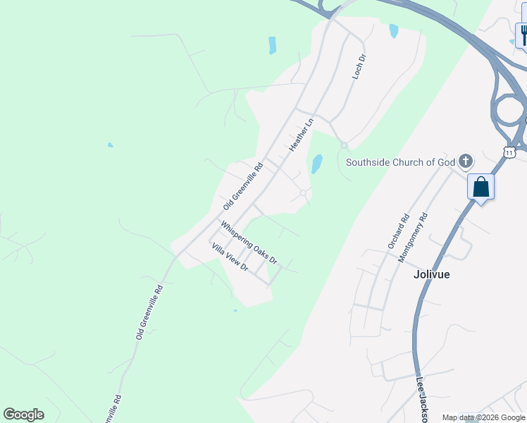 map of restaurants, bars, coffee shops, grocery stores, and more near 276 Heather Ln in Staunton
