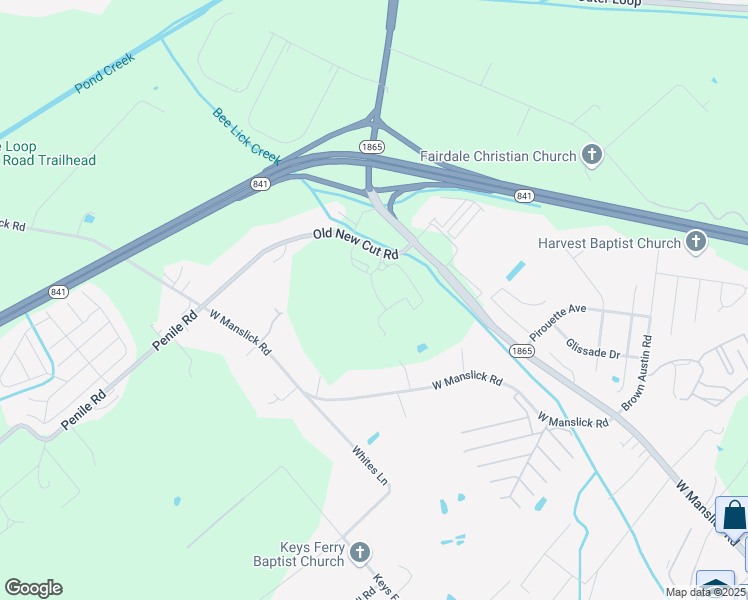 map of restaurants, bars, coffee shops, grocery stores, and more near 10605 Newtown Woods Trail in Louisville