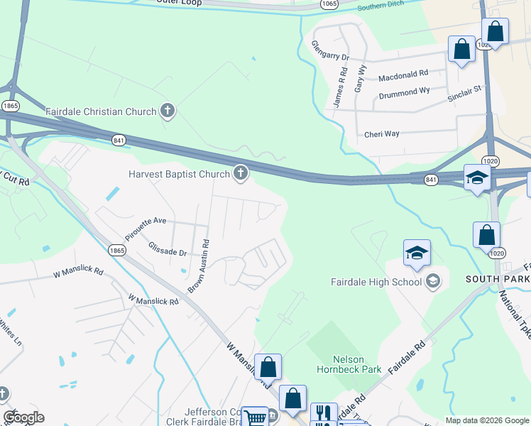 map of restaurants, bars, coffee shops, grocery stores, and more near 321 Tex Avenue in Louisville