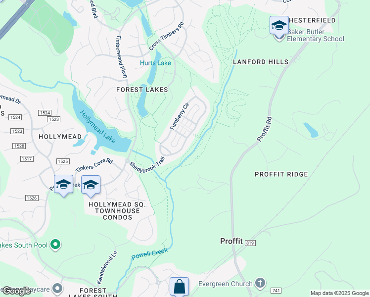map of restaurants, bars, coffee shops, grocery stores, and more near 3286 Turnberry Circle in Charlottesville