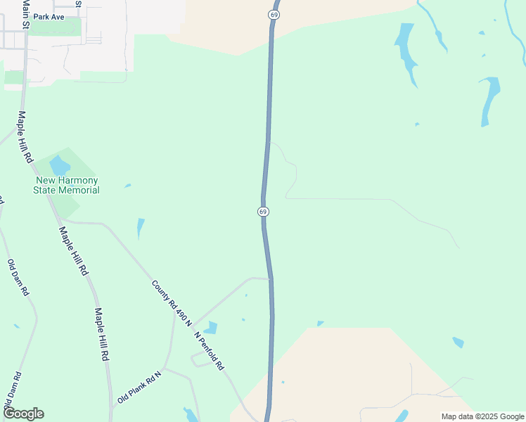map of restaurants, bars, coffee shops, grocery stores, and more near New Harmony Bypass in New Harmony
