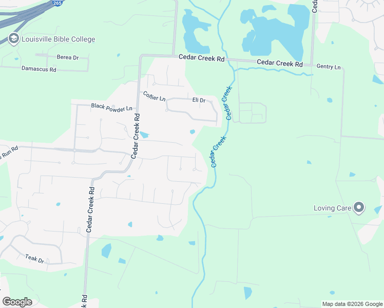 map of restaurants, bars, coffee shops, grocery stores, and more near 9815 Long Rifle Lane in Louisville
