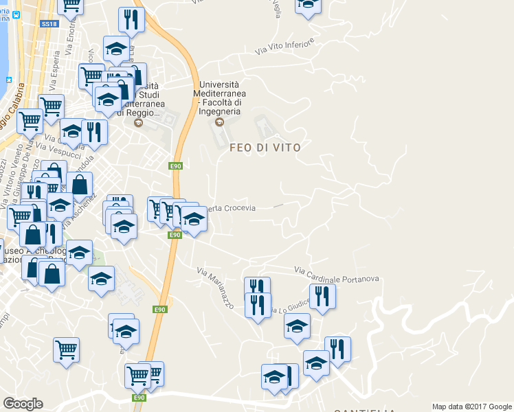map of restaurants, bars, coffee shops, grocery stores, and more near 51 Via Antonio Caserta in Reggio Calabria