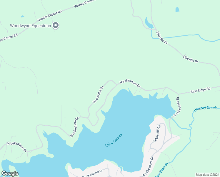 map of restaurants, bars, coffee shops, grocery stores, and more near 596 North Lakeshore Drive in Louisa