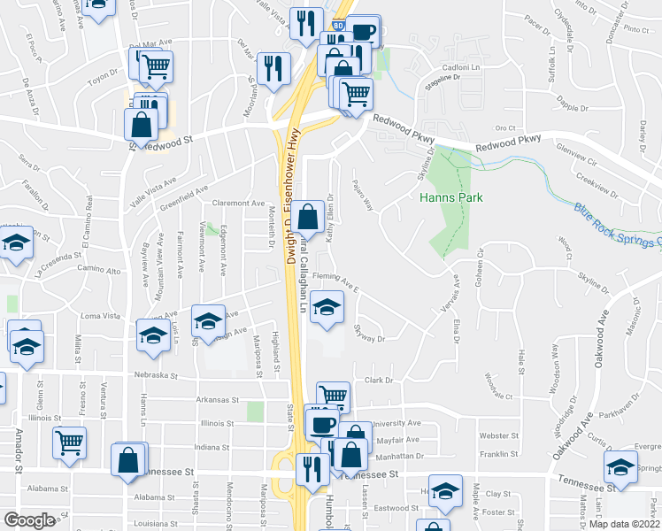 map of restaurants, bars, coffee shops, grocery stores, and more near 120 Kathy Ellen Drive in Vallejo
