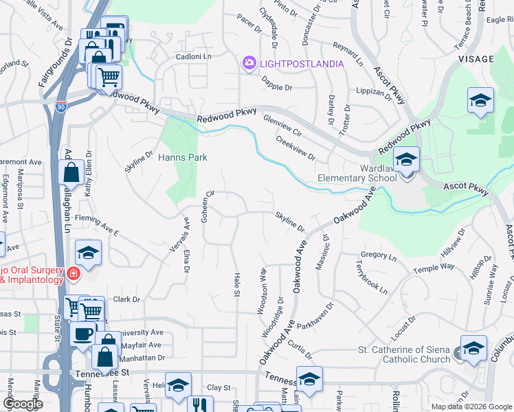 map of restaurants, bars, coffee shops, grocery stores, and more near 135 Wood Court in Vallejo