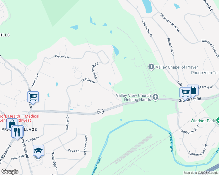 map of restaurants, bars, coffee shops, grocery stores, and more near 3305 Gatecreek Road in Louisville