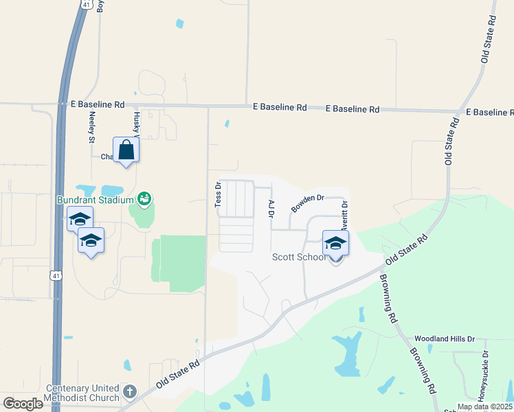 map of restaurants, bars, coffee shops, grocery stores, and more near 15349 Shakespeare Drive in Evansville