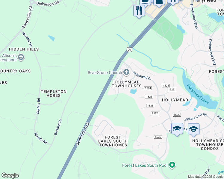map of restaurants, bars, coffee shops, grocery stores, and more near 2947 Seminole Trail in Charlottesville