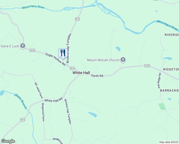 map of restaurants, bars, coffee shops, grocery stores, and more near 4646 Garth Road in Charlottesville