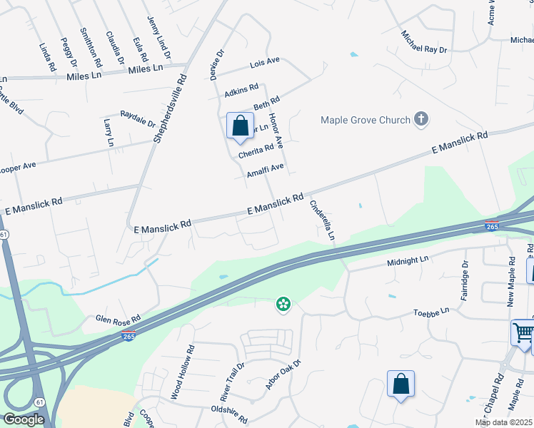 map of restaurants, bars, coffee shops, grocery stores, and more near 9100 Coventry Lane in Louisville