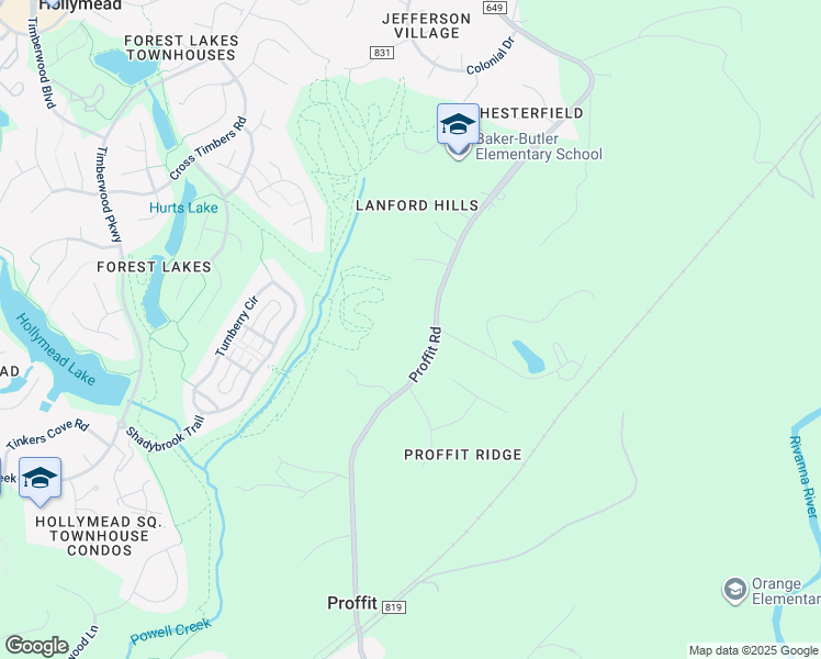 map of restaurants, bars, coffee shops, grocery stores, and more near 2556 Proffit Road in Charlottesville
