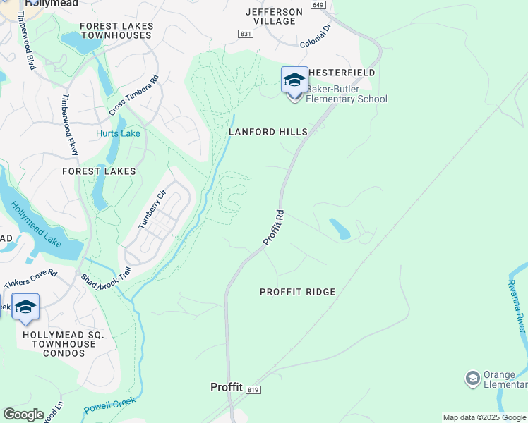 map of restaurants, bars, coffee shops, grocery stores, and more near 2556 Proffit Road in Charlottesville