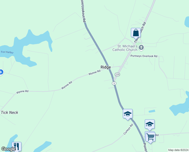 map of restaurants, bars, coffee shops, grocery stores, and more near 49155 Wynne Road in Ridge