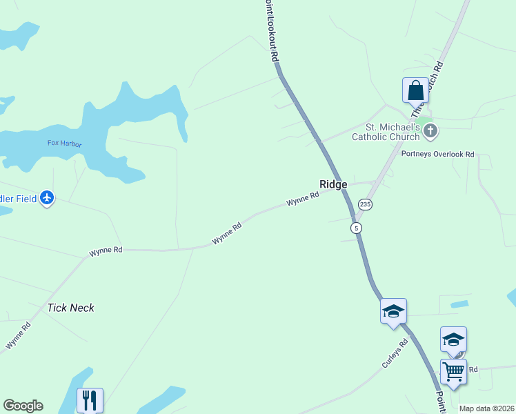 map of restaurants, bars, coffee shops, grocery stores, and more near 49094 Wynne Road in Ridge