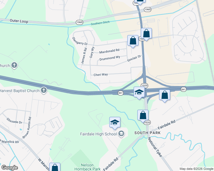 map of restaurants, bars, coffee shops, grocery stores, and more near 713 Shaffer Road in Louisville