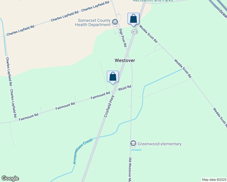 map of restaurants, bars, coffee shops, grocery stores, and more near Maryland 361 in Westover