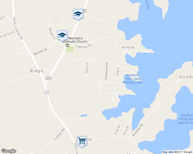 map of restaurants, bars, coffee shops, grocery stores, and more near 49585 Portneys Overlook Rd in Ridge