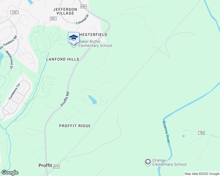 map of restaurants, bars, coffee shops, grocery stores, and more near 2551 Proffit Road in Charlottesville