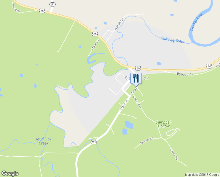 map of restaurants, bars, coffee shops, grocery stores, and more near 67 Railroad Street in Salt Lick