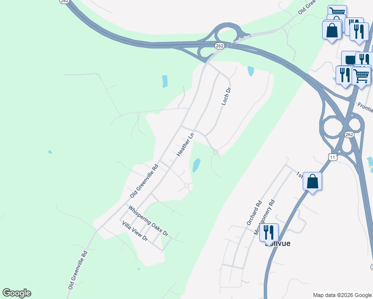 map of restaurants, bars, coffee shops, grocery stores, and more near 146 Heather Lane in Staunton