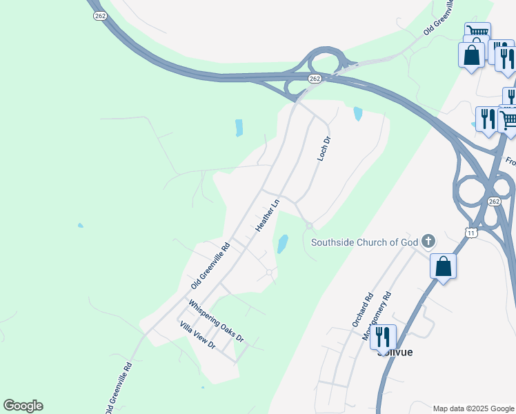 map of restaurants, bars, coffee shops, grocery stores, and more near 149 Heather Lane in Staunton