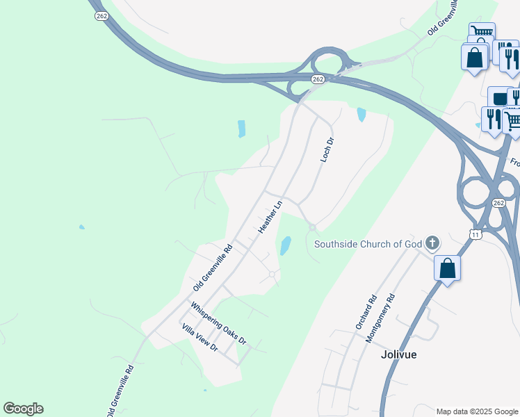 map of restaurants, bars, coffee shops, grocery stores, and more near 149 Heather Lane in Staunton