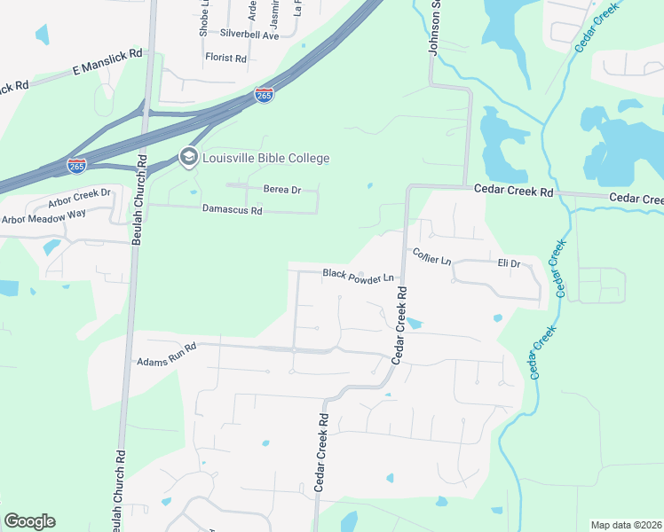 map of restaurants, bars, coffee shops, grocery stores, and more near 9020 Black Powder Lane in Louisville