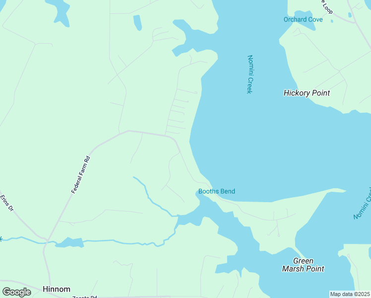 map of restaurants, bars, coffee shops, grocery stores, and more near 1207 Federal Farm Road in Montross