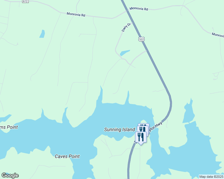 map of restaurants, bars, coffee shops, grocery stores, and more near 5806 Blue Ridge Road in Mineral
