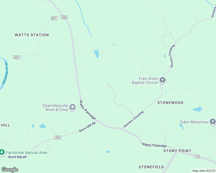 map of restaurants, bars, coffee shops, grocery stores, and more near 2920 Doctors Crossing in Charlottesville