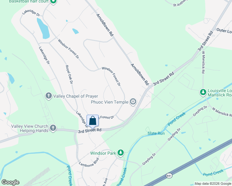 map of restaurants, bars, coffee shops, grocery stores, and more near 9103 Split Rail Drive in Louisville