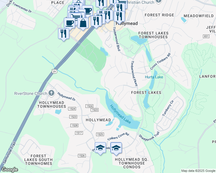 map of restaurants, bars, coffee shops, grocery stores, and more near 1700 Jumpers Run in Charlottesville